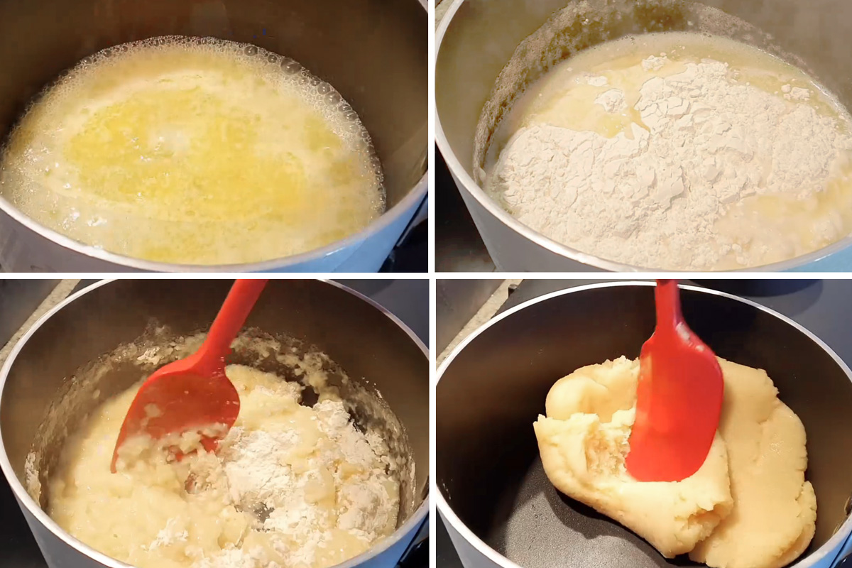 Add the flour and mix, you will obtain a soft mixture ball.